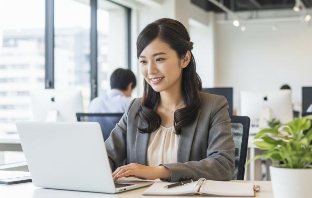 ワークライフバランスの実現方法がわかり、仕事と私生活が充実できる企業に転職して働いている女性