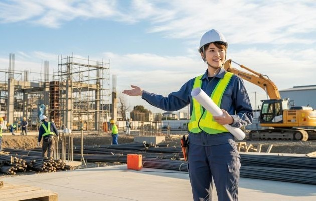 施工管理の年収とやりがいがわかり転職に施工して建設現場で働く女性