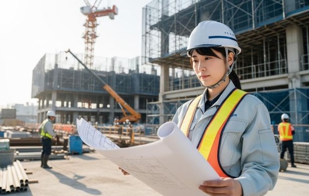 施工管理の基礎がわかった後に施工管理職に転職して建設現場で働く女性