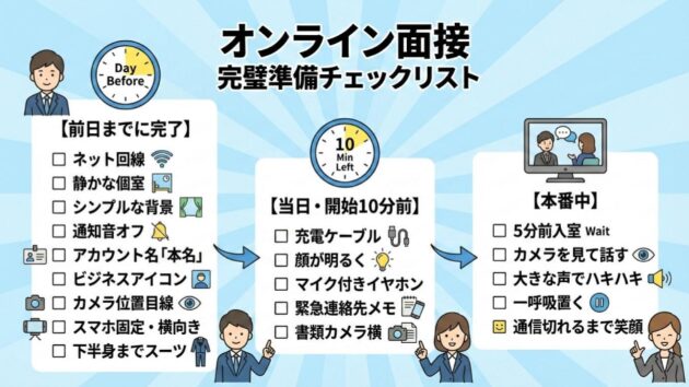 オンライン面接のマナーについてのチェックリストイメージ画像