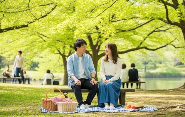 休みがない仕事を避けて、充実した休日を公園で過ごしている男性と女性