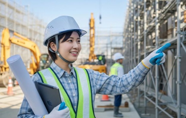 休みがない仕事から、未経験で新しい仕事である建設業に転職して生き生きとして働く女性