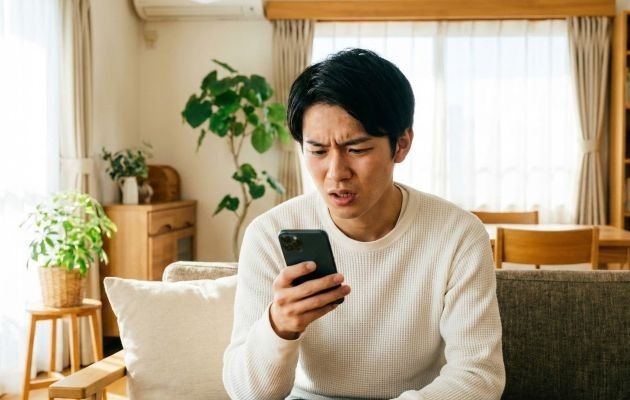 退職代行の利用がSNS経由で広がりそうになり転職に不利にならないかスマートフォンをみながら不安を抱える男性