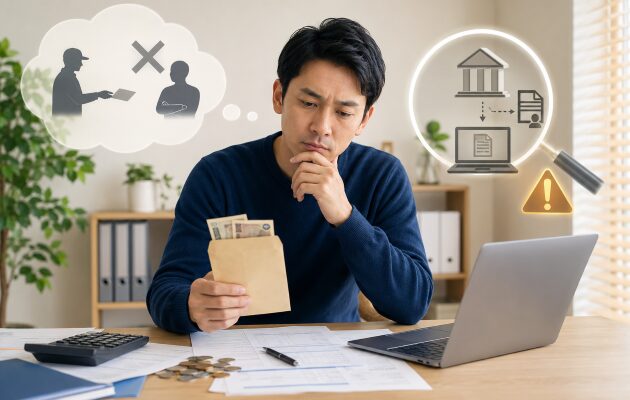 年間20万円以下の収入なら副業がバレないだろうかと悩んでいる会社員男性
