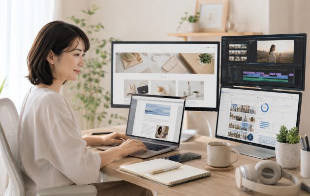 会社にバレにくい副業で作業を自宅で行っている会社員の女性
