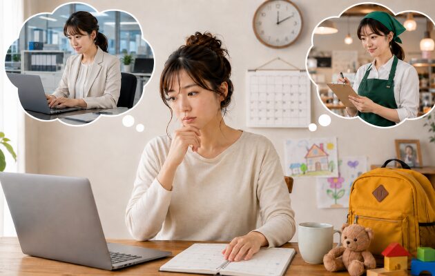 ダブルワークをする場合の働き方について悩んでいるシングルマザーの女性