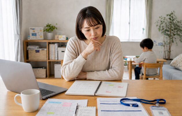 ダブルワークをしようと思い注意点を確認しているシングルマザーの女性